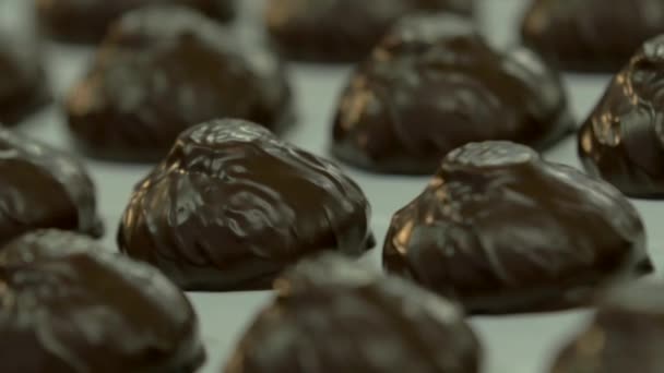 Στατική Αργή Κίνηση Μακρό Πλάνο Από Φρέσκα Marshmallows Σοκολάτα Ιμάντα — Αρχείο Βίντεο