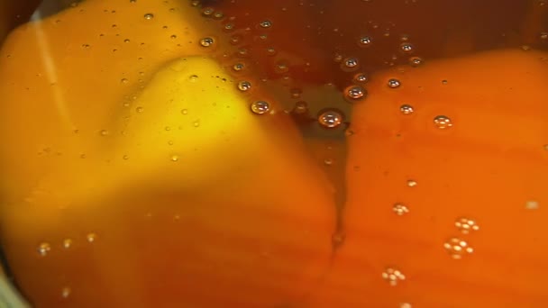 Dolly Slow Motion Close Shot Melted Butter Bubbles — Stock Video