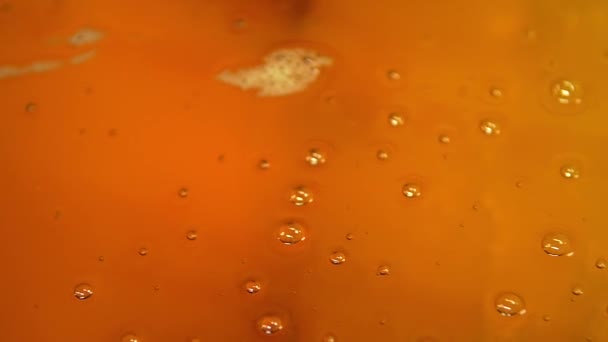 Dolly Slow Motion Macro Shot Melted Butter Bubbles — Stock Video