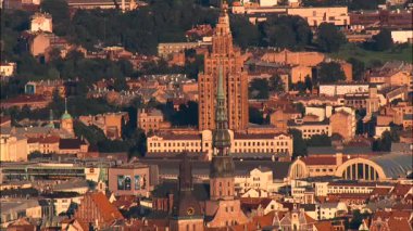 Yukarıdan yaşlı Riga 'nın geniş açılı görüntüsü