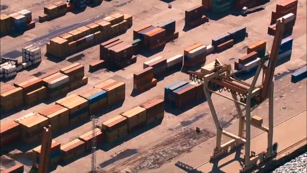 Ampia Panoramica Aerea Vista Dall Alto Porto Container Mare — Video Stock