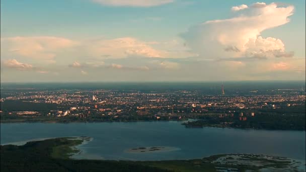 Bovengronds Superbreed Uitzicht Stad Riga — Stockvideo