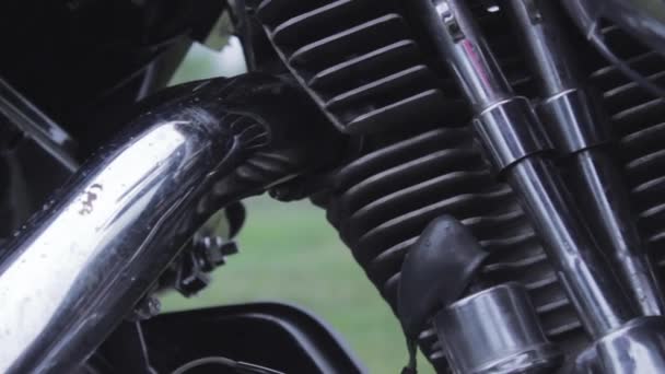 Dolly Zbliżenie Strzał Błyszczące Szczegóły Motocykla — Wideo stockowe