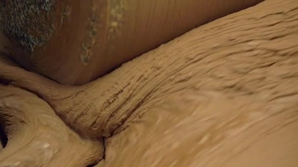 Movimento Lento Estático Close Tiro Massa Chocolate Sendo Esmagado Misturado — Vídeo de Stock