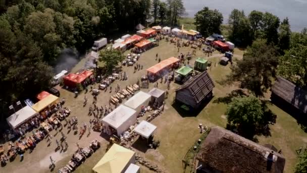 Drone Footage Festival Artisan Market Open Air Museum Lots People — Stock Video