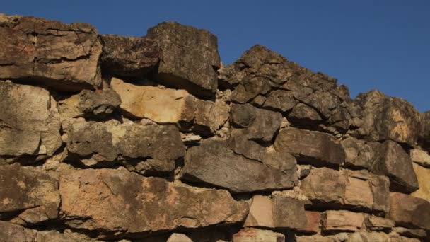 Dolly Medium Shot Ancient Limestone Wall — Stock Video