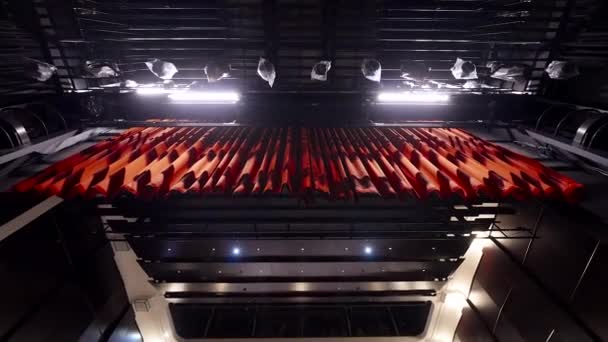Steadicam Ευρεία Shot Του Red Velvet Curtain Στο Κλείσιμο Του — Αρχείο Βίντεο