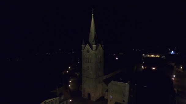 Medieval Gothic Church Cesis City Night — Stock Video