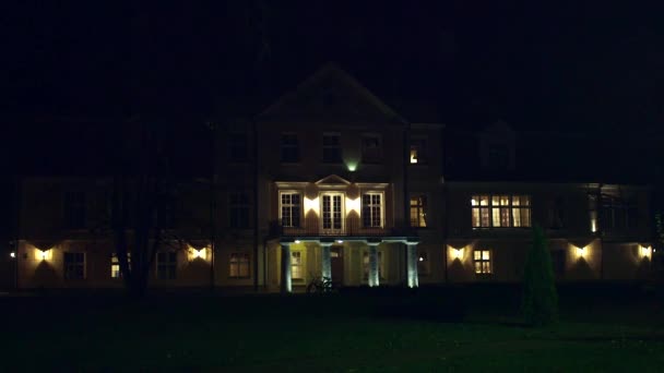 Decorative Lighting Manor Building Turned Night — Stock Video