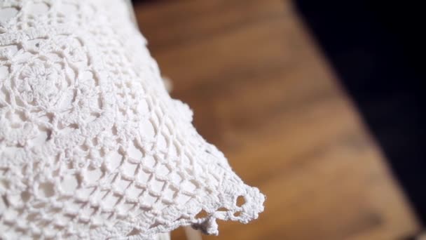 Pillowcase White Lace Yang Sangat Indah — Stok Video