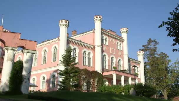 Розовый Фасад Дворца Бирину Летний День — стоковое видео