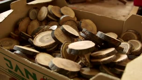 Full Box Wooden Wheels Craftsmanship Artisan Skilled Craft Worker Who — Stock Video