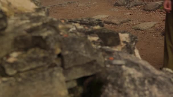 Середньовічна Фортеця Замковий Двір Відреставрованими Будівлями Червоної Цегли Замок Тураїда — стокове відео