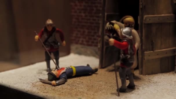 Guardiano Medievale Del Castello Uccide Figure Miniatura Statuette Turaida Castle — Video Stock