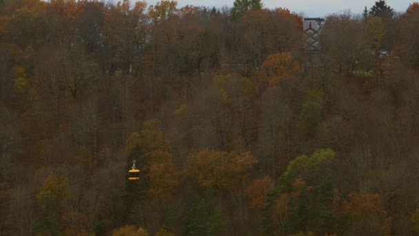 Aerial Tram Rides Forest Late Autumn Sigulda Aerial Tramway Tram — Stock Video