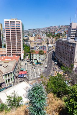 Valparaiso, Şili. 1 Aralık 2023. Anibal Pinto Meydanı, Valparaiso, Şili Kuşlarının bakış açısı.