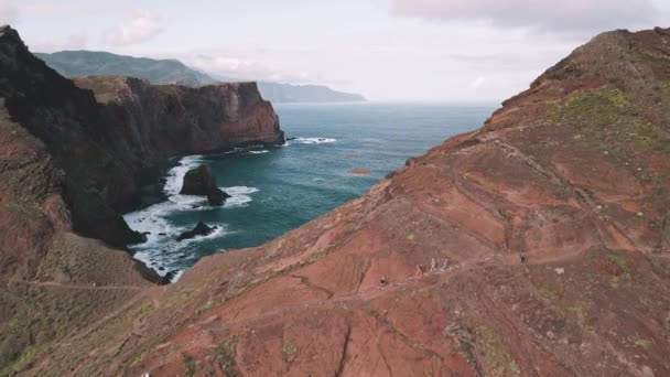 Penerbangan Udara Vereda Ponta Sao Lourenco Hike Madeira Portugal Drone — Stok Video