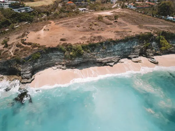 Вид Воздуха Скалы Dreamland Bali Показывая Скоро Будет Продана Недвижимость Стоковое Изображение