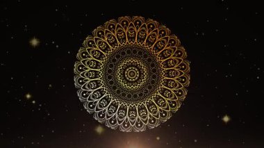 Altın Renkli Ramdan Kareem Animasyon Metni. Animasyon harfi Ramazan Kareem, kutsal ay, bütün gün ibadet, Müslüman cemaatinin kutlaması..