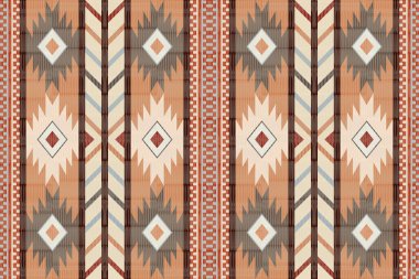 Navajo kabile vektörünün kusursuz şekli. Yerli Amerikan süsü. Etnik güney batı dekoru tarzı. Boho geometrik süs. Vektör kusursuz desen. Meksika battaniyesi, halı. Örülmüş halı illüstrasyonu.