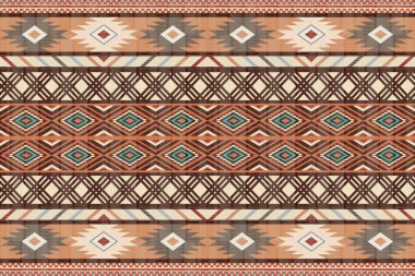 Navajo kabile vektörünün kusursuz şekli. Yerli Amerikan süsü. Etnik güney batı dekoru tarzı. Boho geometrik süs. Vektör kusursuz desen. Meksika battaniyesi, halı. Örülmüş halı illüstrasyonu.