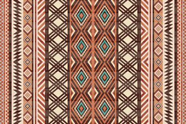 Navajo kabile vektörünün kusursuz şekli. Yerli Amerikan süsü. Etnik güney batı dekoru tarzı. Boho geometrik süs. Vektör kusursuz desen. Meksika battaniyesi, halı. Örülmüş halı illüstrasyonu.