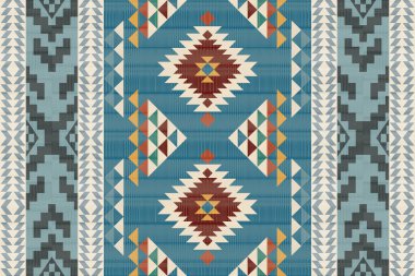 Navajo kabile vektörünün kusursuz şekli. Yerli Amerikan süsü. Etnik güney batı dekoru tarzı. Boho geometrik süs. Vektör kusursuz desen. Meksika battaniyesi, halı. Örülmüş halı illüstrasyonu.