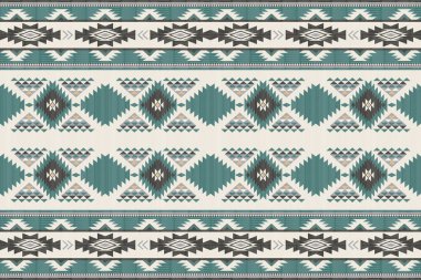 Navajo kabile vektörünün kusursuz şekli. Yerli Amerikan süsü. Etnik güney batı dekoru tarzı. Boho geometrik süs. Vektör kusursuz desen. Meksika battaniyesi, halı. Örülmüş halı illüstrasyonu.