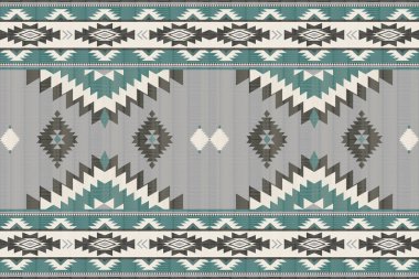 Navajo kabile vektörünün kusursuz şekli. Yerli Amerikan süsü. Etnik güney batı dekoru tarzı. Boho geometrik süs. Vektör kusursuz desen. Meksika battaniyesi, halı. Örülmüş halı illüstrasyonu.