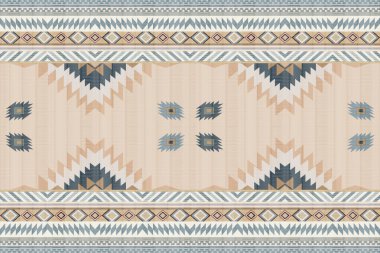 Navajo kabile vektörünün kusursuz şekli. Yerli Amerikan süsü. Etnik güney batı dekoru tarzı. Boho geometrik süs. Vektör kusursuz desen. Meksika battaniyesi, halı. Örülmüş halı illüstrasyonu.