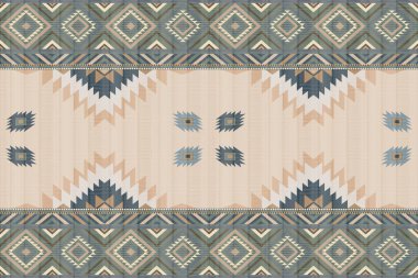 Navajo kabile vektörünün kusursuz şekli. Yerli Amerikan süsü. Etnik güney batı dekoru tarzı. Boho geometrik süs. Vektör kusursuz desen. Meksika battaniyesi, halı. Örülmüş halı illüstrasyonu.