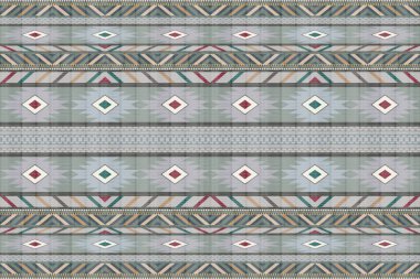 Navajo kabile vektörünün kusursuz şekli. Yerli Amerikan süsü. Etnik güney batı dekoru tarzı. Boho geometrik süs. Vektör kusursuz desen. Meksika battaniyesi, halı. Örülmüş halı illüstrasyonu.