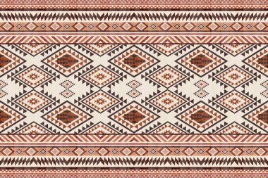 Navajo kabile vektörünün kusursuz şekli. Yerli Amerikan süsü. Etnik güney batı dekoru tarzı. Boho geometrik süs. Vektör kusursuz desen. Meksika battaniyesi, halı. Örülmüş halı illüstrasyonu.