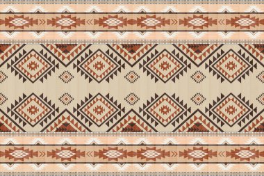 Navajo kabile vektörünün kusursuz şekli. Yerli Amerikan süsü. Etnik güney batı dekoru tarzı. Boho geometrik süs. Vektör kusursuz desen. Meksika battaniyesi, halı. Örülmüş halı illüstrasyonu.