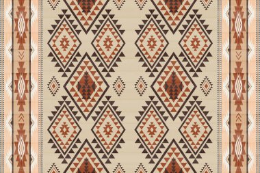 Navajo kabile vektörünün kusursuz şekli. Yerli Amerikan süsü. Etnik güney batı dekoru tarzı. Boho geometrik süs. Vektör kusursuz desen. Meksika battaniyesi, halı. Örülmüş halı illüstrasyonu.