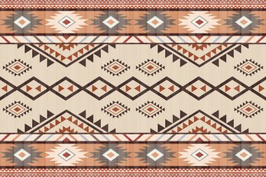 Navajo kabile vektörünün kusursuz şekli. Yerli Amerikan süsü. Etnik güney batı dekoru tarzı. Boho geometrik süs. Vektör kusursuz desen. Meksika battaniyesi, halı. Örülmüş halı illüstrasyonu.