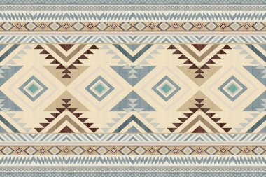 Navajo kabile vektörünün kusursuz şekli. Yerli Amerikan süsü. Etnik güney batı dekoru tarzı. Boho geometrik süs. Vektör kusursuz desen. Meksika battaniyesi, halı. Örülmüş halı illüstrasyonu.