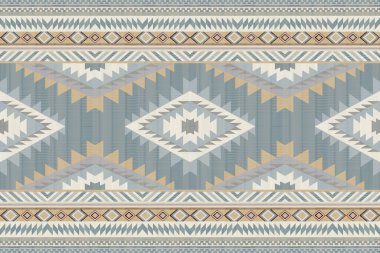 Navajo kabile vektörünün kusursuz şekli. Yerli Amerikan süsü. Etnik güney batı dekoru tarzı. Boho geometrik süs. Vektör kusursuz desen. Meksika battaniyesi, halı. Örülmüş halı illüstrasyonu.