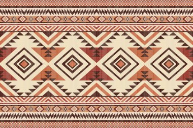 Navajo kabile vektörünün kusursuz şekli. Yerli Amerikan süsü. Etnik güney batı dekoru tarzı. Boho geometrik süs. Vektör kusursuz desen. Meksika battaniyesi, halı. Örülmüş halı illüstrasyonu.