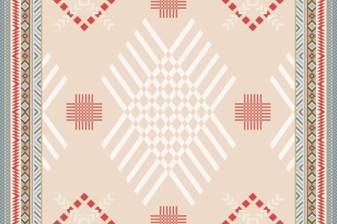 Navajo kabile vektörünün kusursuz şekli. Yerli Amerikan süsü. Etnik güney batı dekoru tarzı. Boho geometrik süs. Vektör kusursuz desen. Meksika battaniyesi, halı. Örülmüş halı illüstrasyonu.
