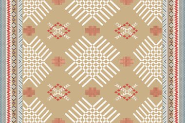 Navajo kabile vektörünün kusursuz şekli. Yerli Amerikan süsü. Etnik güney batı dekoru tarzı. Boho geometrik süs. Vektör kusursuz desen. Meksika battaniyesi, halı. Örülmüş halı illüstrasyonu.