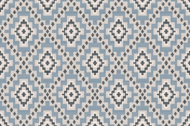 Navajo kabile vektörünün kusursuz şekli. Yerli Amerikan süsü. Etnik güney batı dekoru tarzı. Boho geometrik süs. Vektör kusursuz desen. Meksika battaniyesi, halı. Örülmüş halı illüstrasyonu.