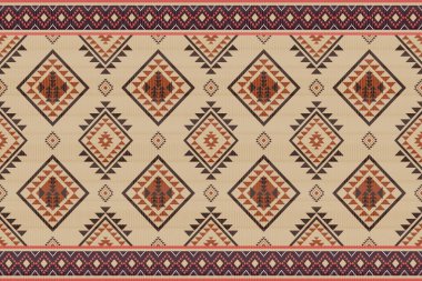 Navajo kabile vektörünün kusursuz şekli. Yerli Amerikan süsü. Etnik güney batı dekoru tarzı. Boho geometrik süs. Vektör kusursuz desen. Meksika battaniyesi, halı. Örülmüş halı illüstrasyonu.
