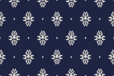 Ikat kabilesinin kusursuz deseni. Etnik Aztek kumaşlı halı mandala süsü yerli Boho sembolü tekstil. Geometrik Afro-Amerikan doğulu geleneksel vektör çizimleri. Nakış stili.