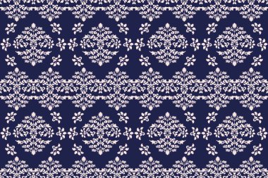 Ikat kabilesinin kusursuz deseni. Etnik Aztek kumaşlı halı mandala süsü yerli Boho sembolü tekstil. Geometrik Afro-Amerikan doğulu geleneksel vektör çizimleri. Nakış stili.