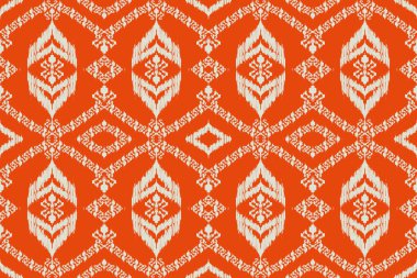 Ikat kabilesinin kusursuz deseni. Etnik Aztek kumaşlı halı mandala süsü yerli Boho sembolü tekstil. Geometrik Afro-Amerikan doğulu geleneksel vektör çizimleri. Nakış stili.