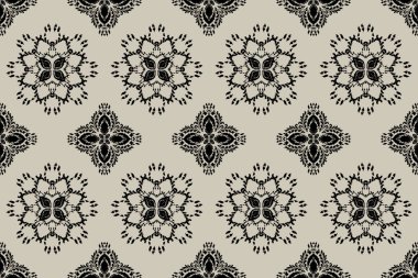 Ikat kabilesinin kusursuz deseni. Etnik Aztek kumaşlı halı mandala süsü yerli Boho sembolü tekstil. Geometrik Afro-Amerikan doğulu geleneksel vektör çizimleri. Nakış stili.