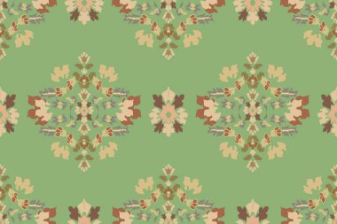 Ikat kabilesinin kusursuz deseni. Etnik Aztek kumaşlı halı mandala süsü yerli Boho sembolü tekstil. Geometrik Afro-Amerikan doğulu geleneksel vektör çizimleri. Nakış stili.