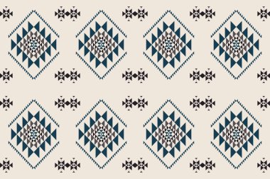 Navajo kabile vektörünün kusursuz şekli. Yerli Amerikan süsü. Etnik güney batı dekoru tarzı. Boho geometrik süs. Vektör kusursuz desen. Meksika battaniyesi, halı. Örülmüş halı illüstrasyonu.