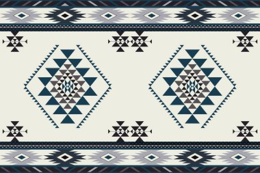 Navajo kabile vektörünün kusursuz şekli. Yerli Amerikan süsü. Etnik güney batı dekoru tarzı. Boho geometrik süs. Vektör kusursuz desen. Meksika battaniyesi, halı. Örülmüş halı illüstrasyonu.
